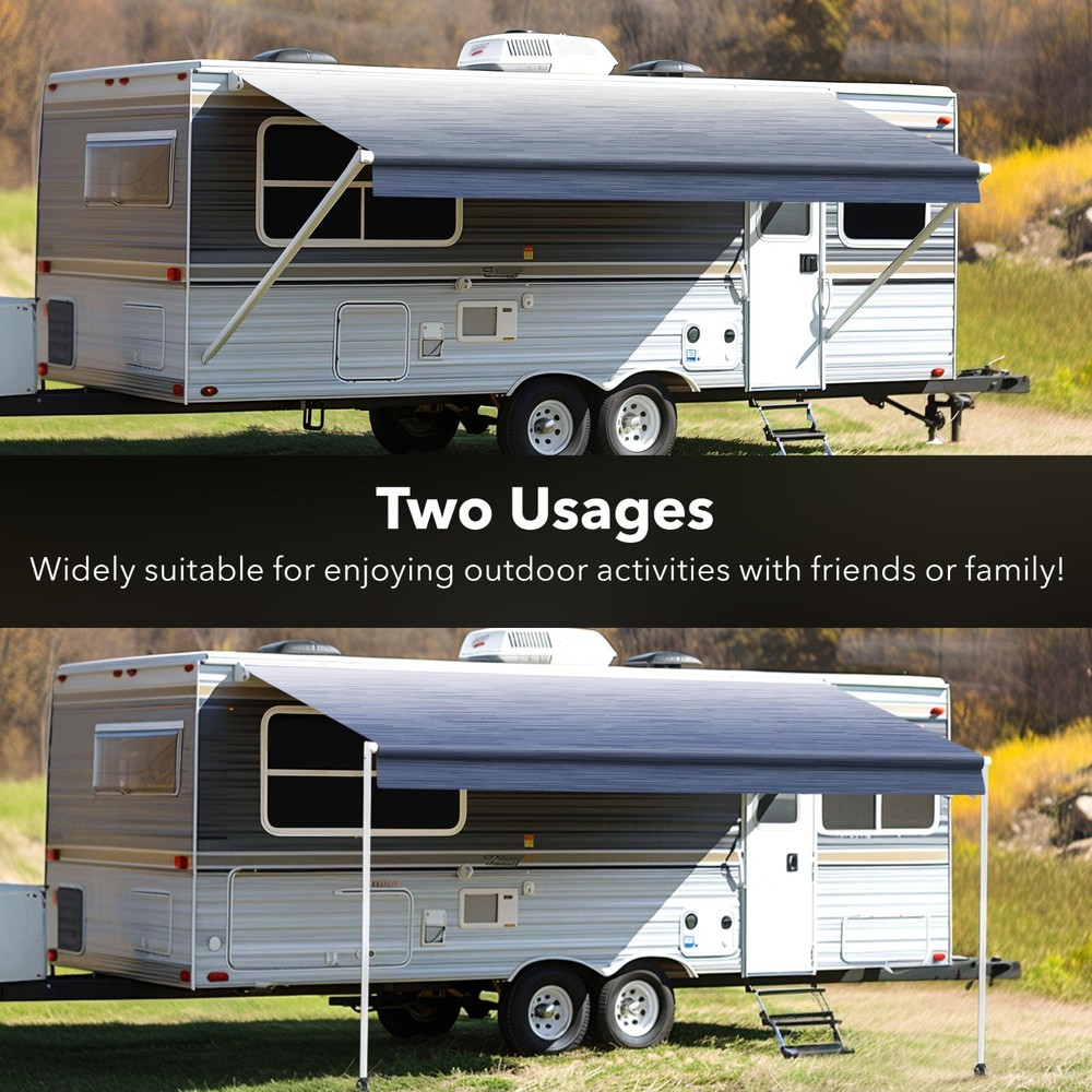 HBN RV Awning Replacement Fabric 12'-20' ft RV Camper Trailer Vinyl Fabric Blue