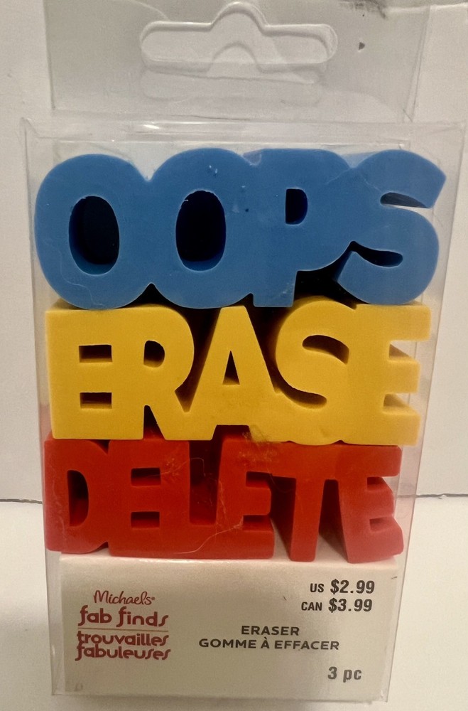 Oops Erase Delete Chunky Erasers Set of 3