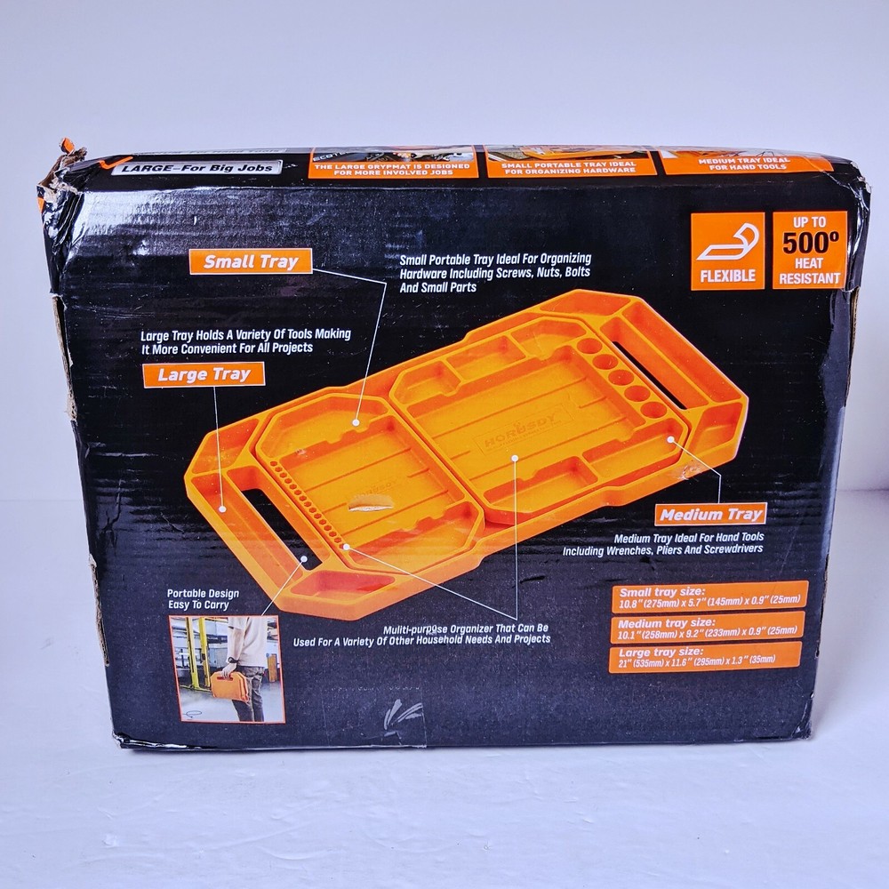 HORUSDY 3PC Large Non-Slip Flexible Tool Tray | Tool Organizer | Tool Storage |