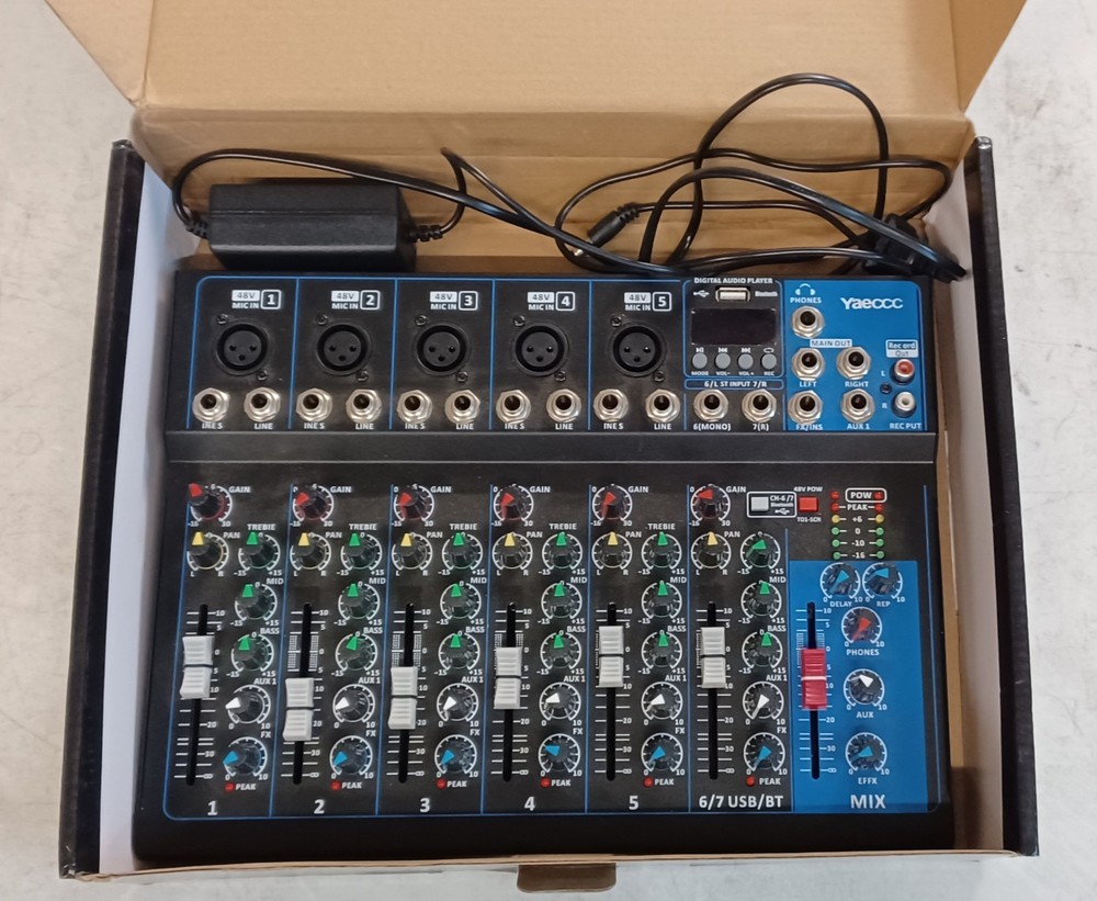 YAECCC 7 Channel Professional Studio Audio Mixer Console USB Bluetooth