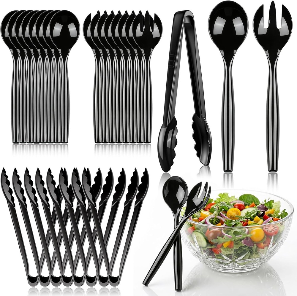 shine Disposable Bla Plastic Serving Utensils, 8 Set Including