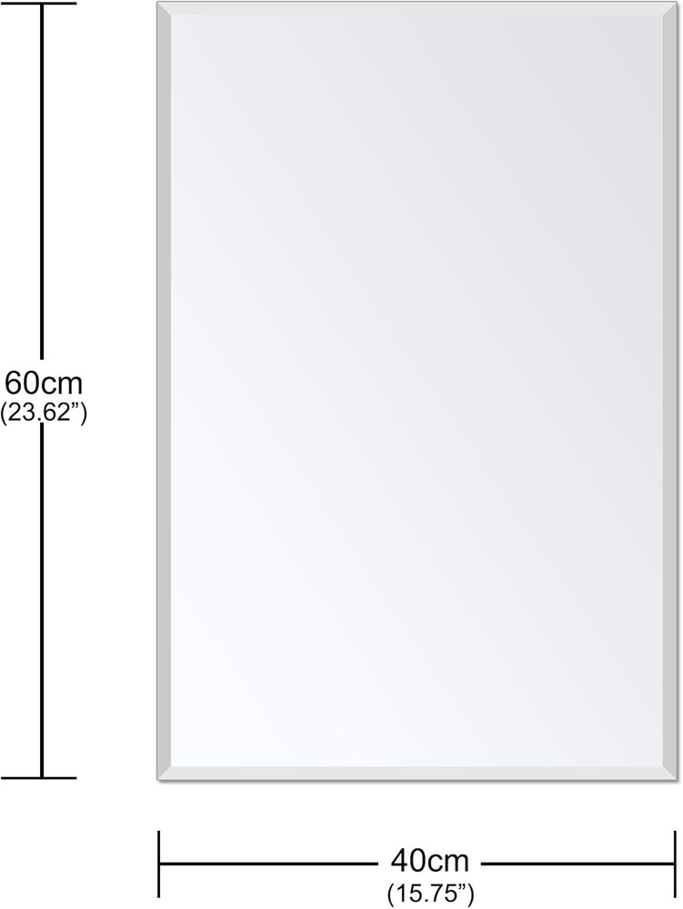 Frameless Bathroom Mirror for Wall, Rectangle Beveled Edge Mirror for over Sink,