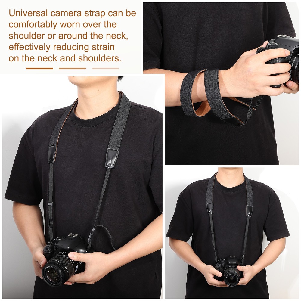 Camera Strap, 2Pcs 0.8" Width Nylon Adjustable Neck Shoulder Strap, Black