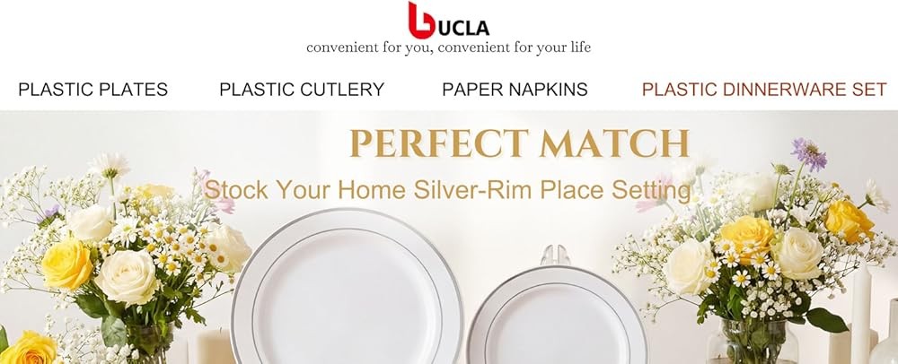 Sier Plastic Dinnerware Set - Sier Plates Disposable Lace Design