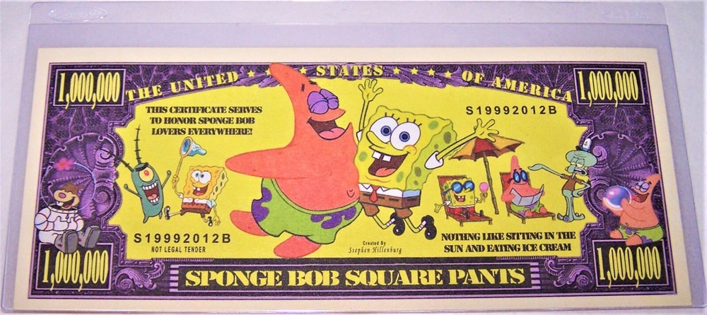 Sponge Bob Square Pants Million Dollar Novelty Banknote as pictured
