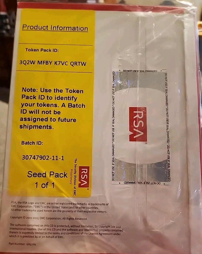 RSA Security Credit Card Token (10 pack)