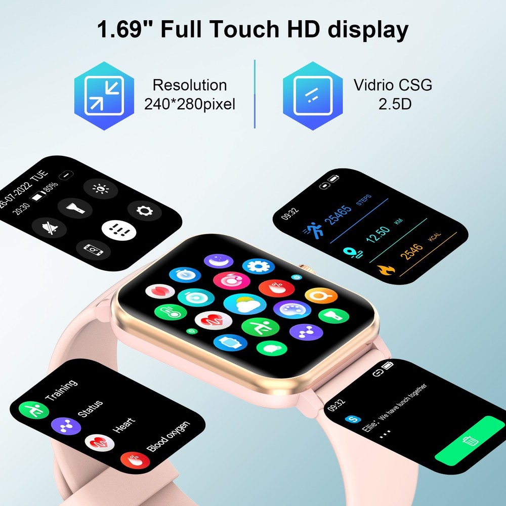 Smartwatch for Men/Women Bluetooth Compatible with iPhone Samsung Android