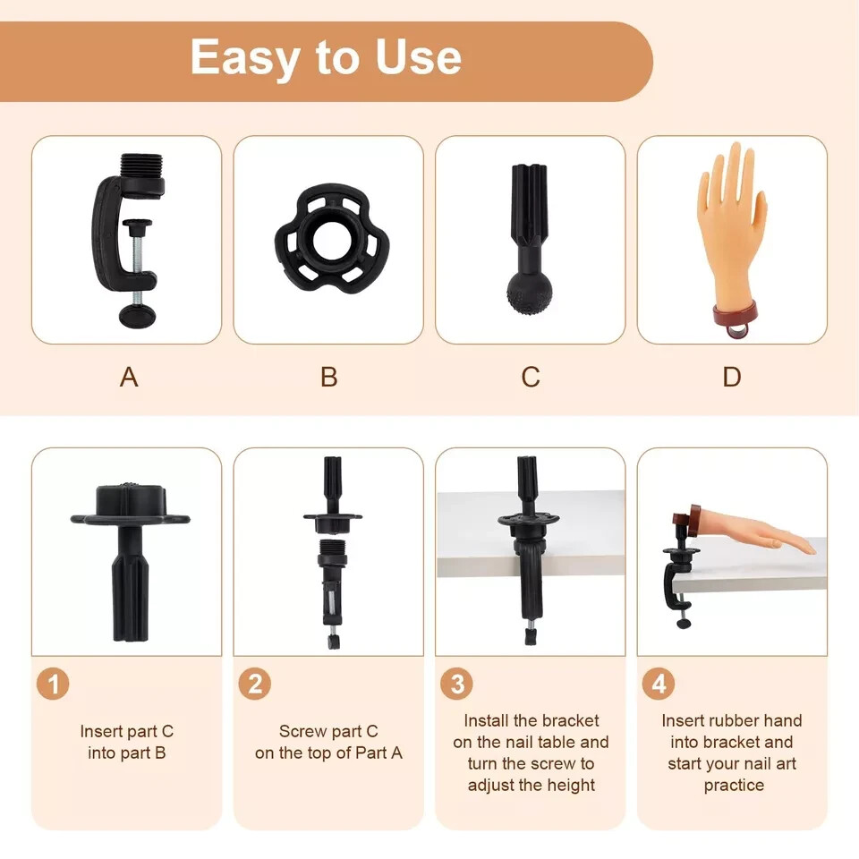 Practice Hand for Acrylic Nails, Flexible Mannequin Hands for Nails Practice,...