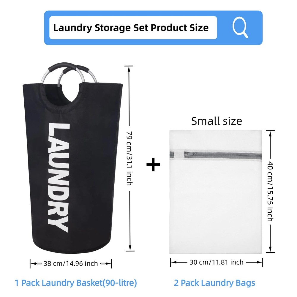 90L Laundry Basket, Storage Basket,Waterproof Laundry Hamper, Laundry Bag wit...