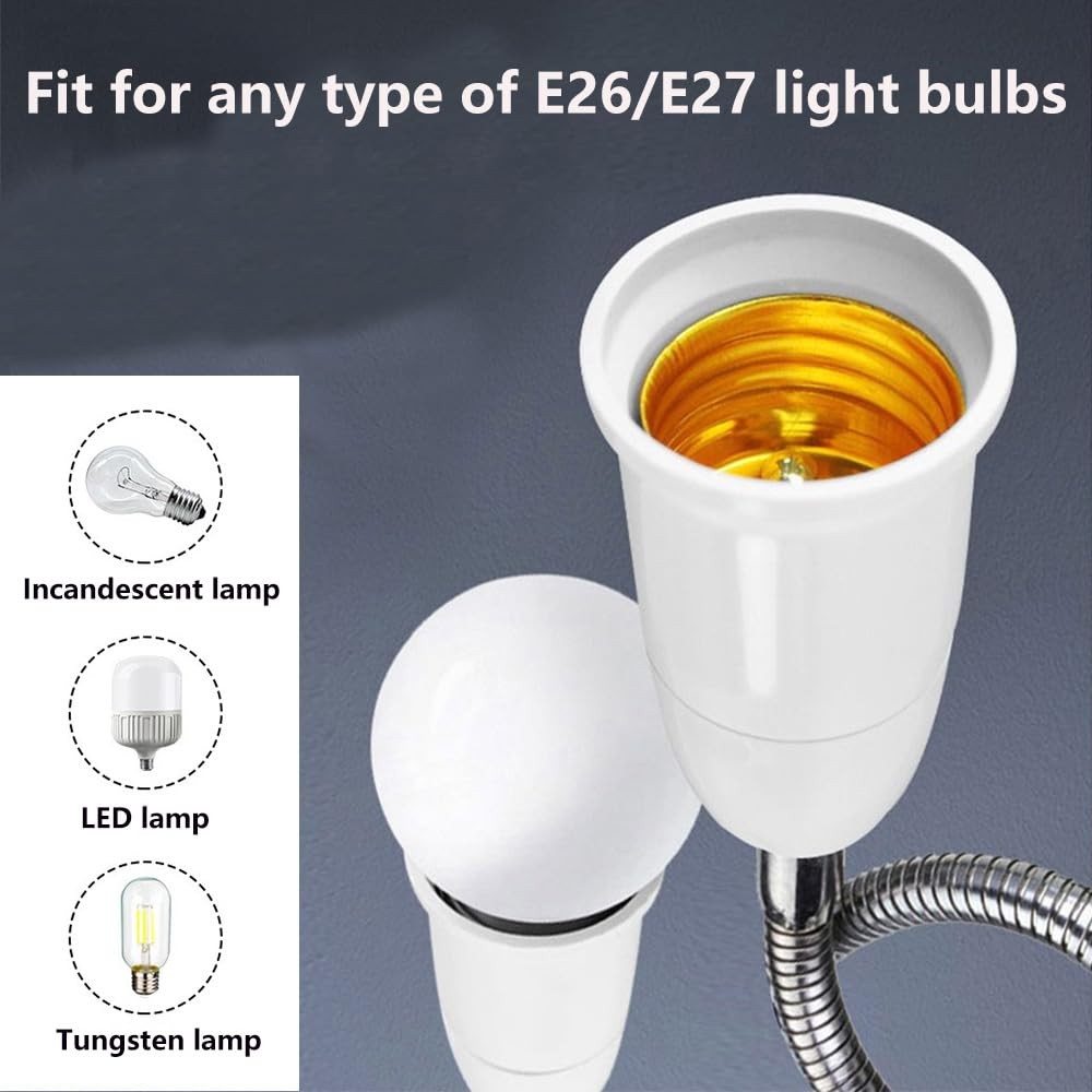 E26/E27 Light Socket Extender Adapter,60cm/24 inch Bulb White