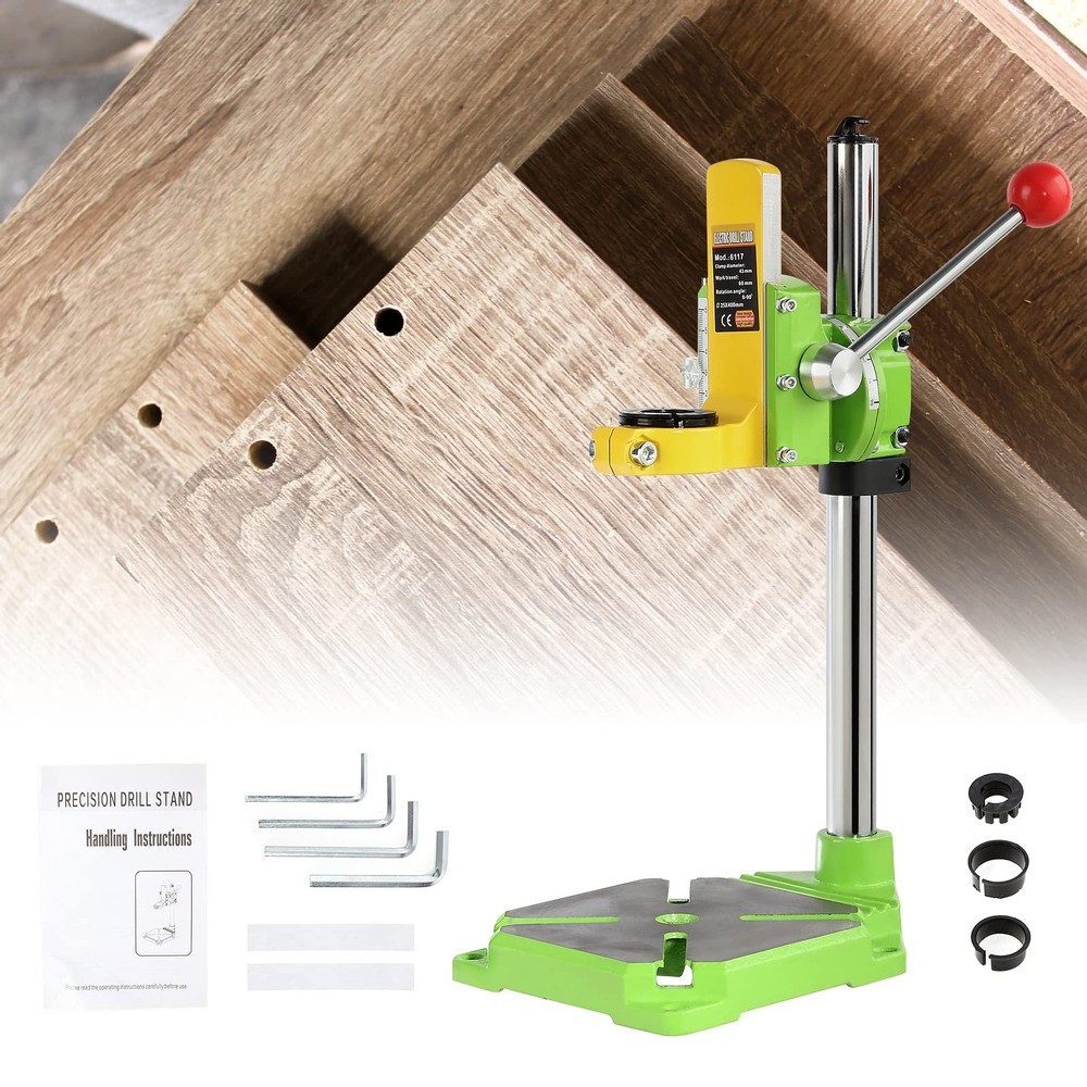 Upgrade Floor Drill Press Stand Table with Rotary Tool, 90° Rotating Fixed Fr...