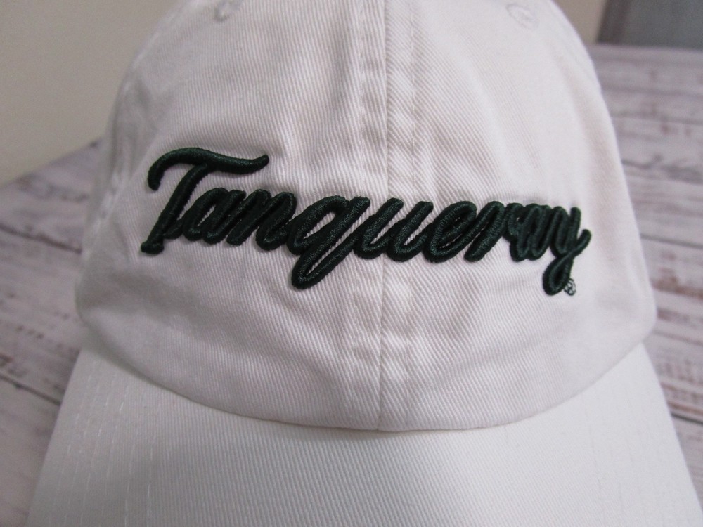 Tanqueray Gin Solid White Green Embroidered Spellout Adjustable Hat Cap One Size
