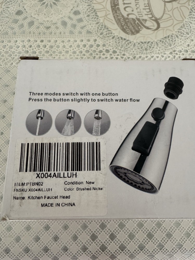 (LUH) Metal Kitchen Faucet Spray Head 3-Function Pull Down Brushed Nickel