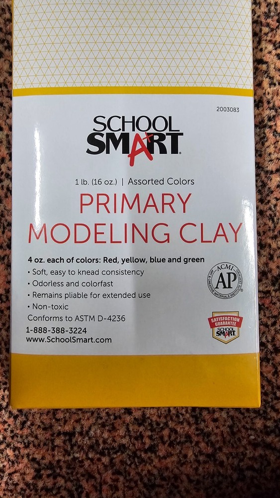 School Smart Modeling Clay, 1 Pound, Assorted Primary Colors