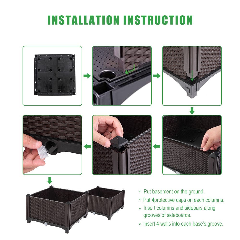 2pcs Free Splicing Injection Planting Box Brown