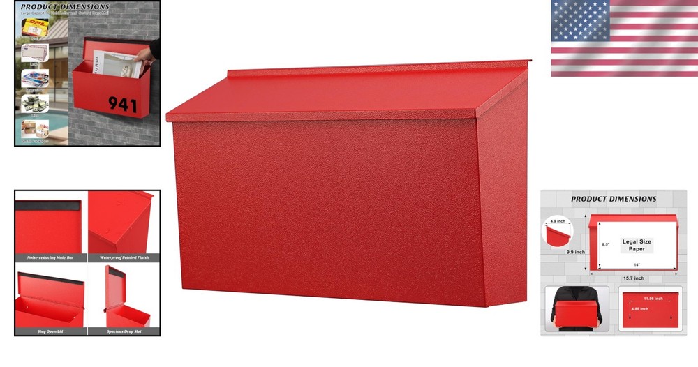 Durable Steel Mailbox, Outdoor Mail Storage