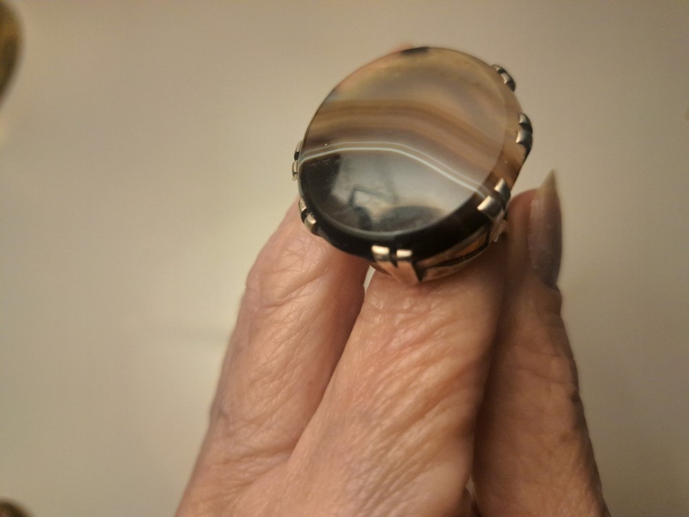 Beautiful Studio Sterling Agate Ring& Tana Action Cuff