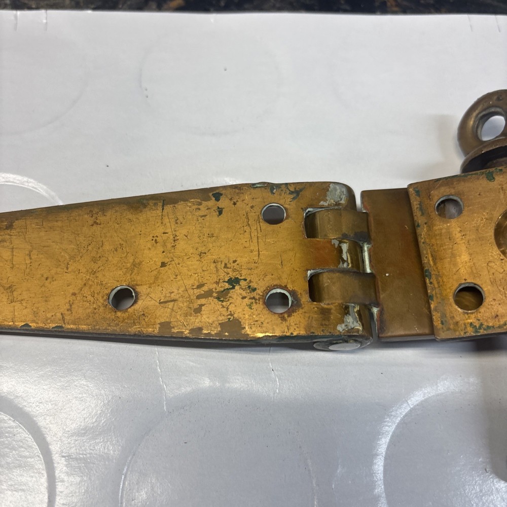 Antique Solid Brass Padlock Hasp Locking Pin Early Industrial Hardware