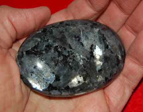 Larvikite Soap-Shaped Palm Stone #14