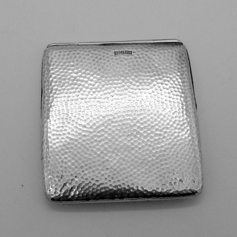 Hammered Match Safe Cover Norwegian 830 Silver Mono AA