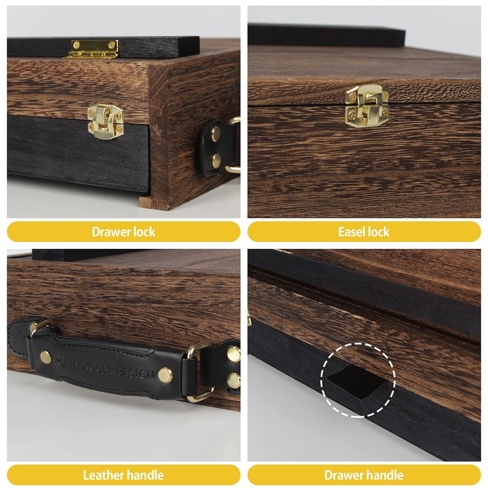 J JACKCUBE DESIGN Rustic Wood Adjustable Portable Desktop Table Easel with St...