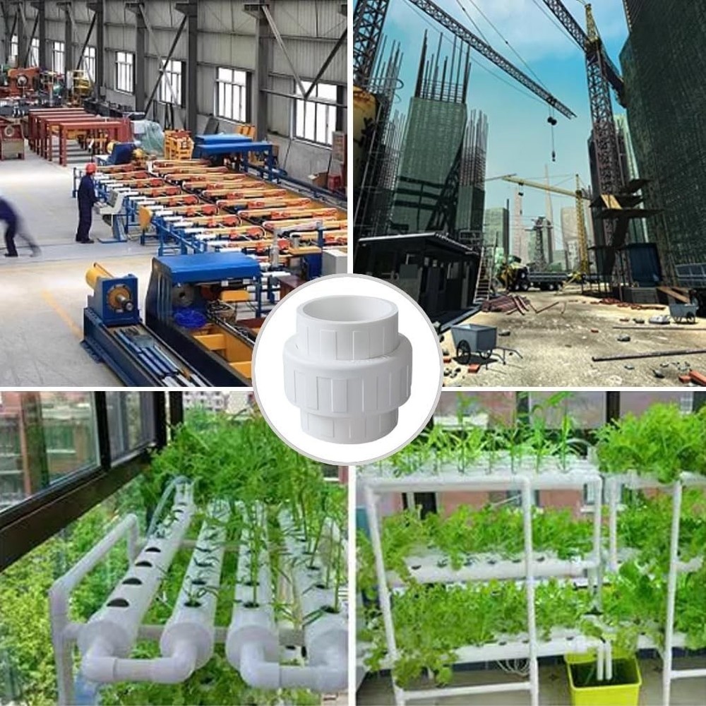 2" PVC Union Coupling Pipe Fitting, EPDM O-Ring, 8 Pack, White