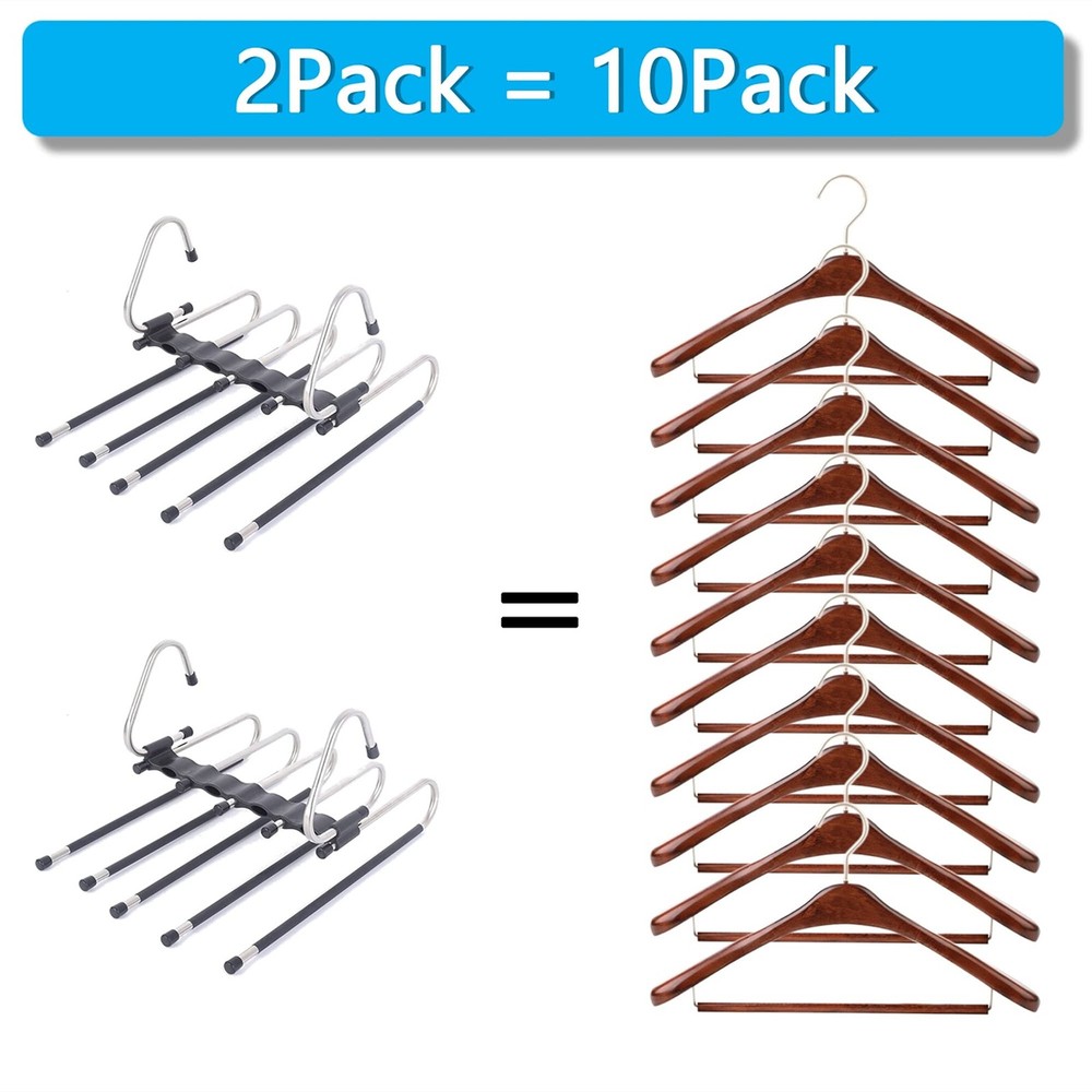 Magic Pants Hangers Space Saving - 2 Pack for Closet Multiple Layers Multifun...