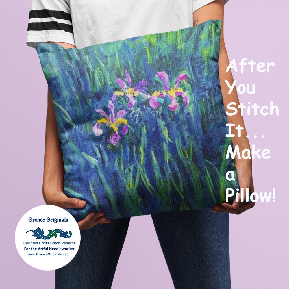 Impressionist Monet's Water Lilies #1 Counted Cross Stitch Chart Pattern