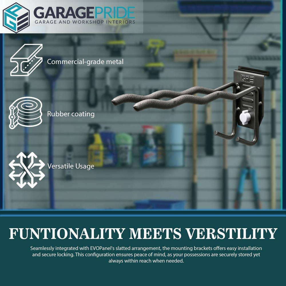 EVOpanel Garage Multi-Purpose Hook Black 240mm Long EPMPH