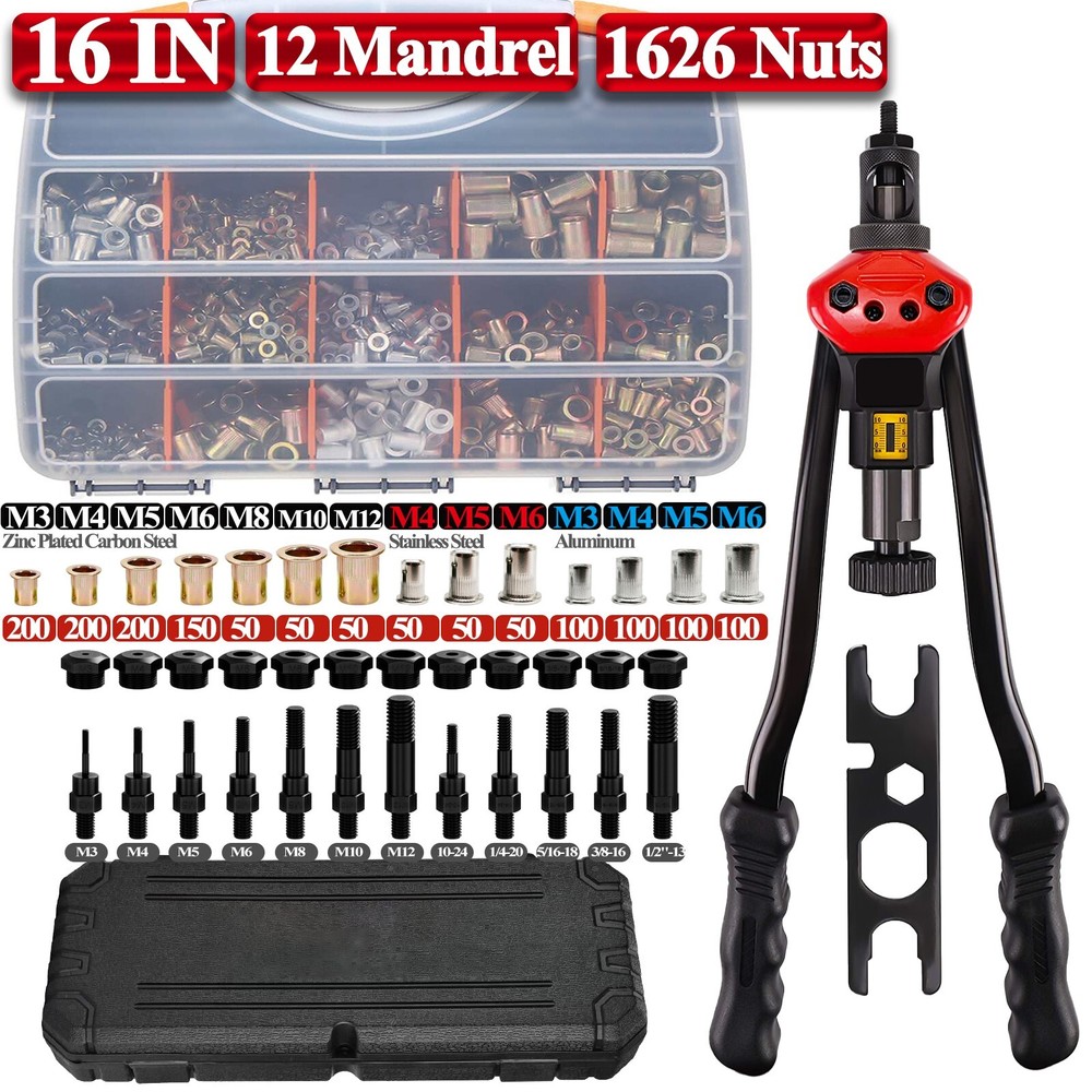 16" inch Rivet Gun Rivnut Thread Setting Tool Nut Setter NutSert Metric Riveting