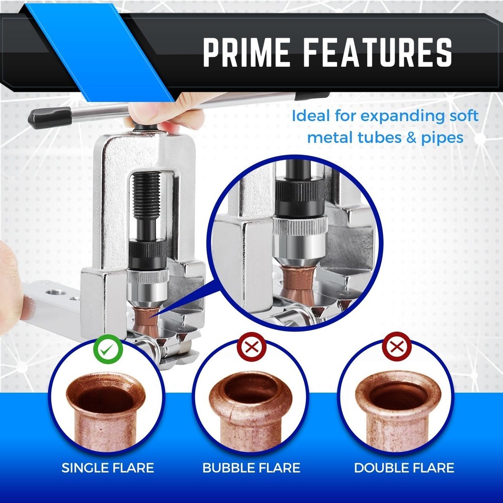 45 Degree Traditional Extrusion Type Flaring & Swaging Tool Kit W/ Carrying Case