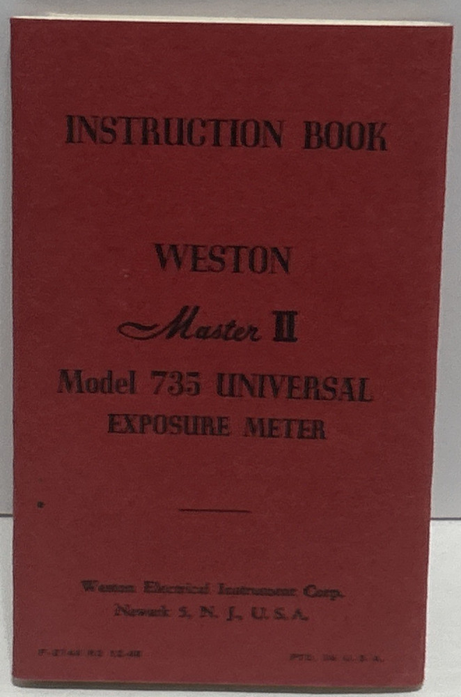 Original Instruction Book - Weston Master II Model 735 Universal Exposure Meter