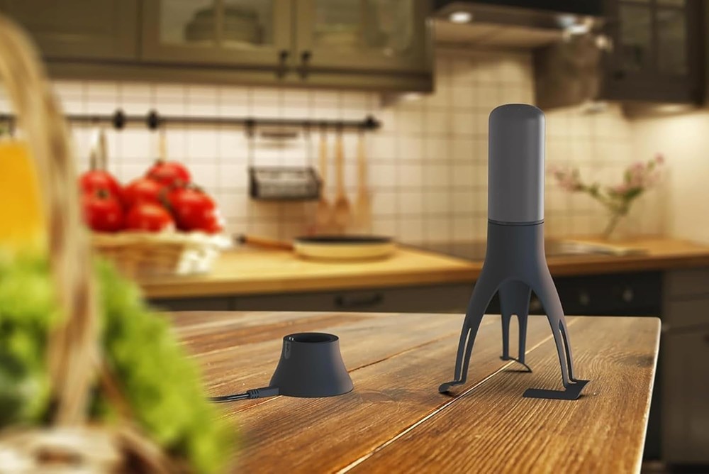 Effortless Cooking: Teal & Grey Automatic Stirrer with Timer & Dishwasher Safe