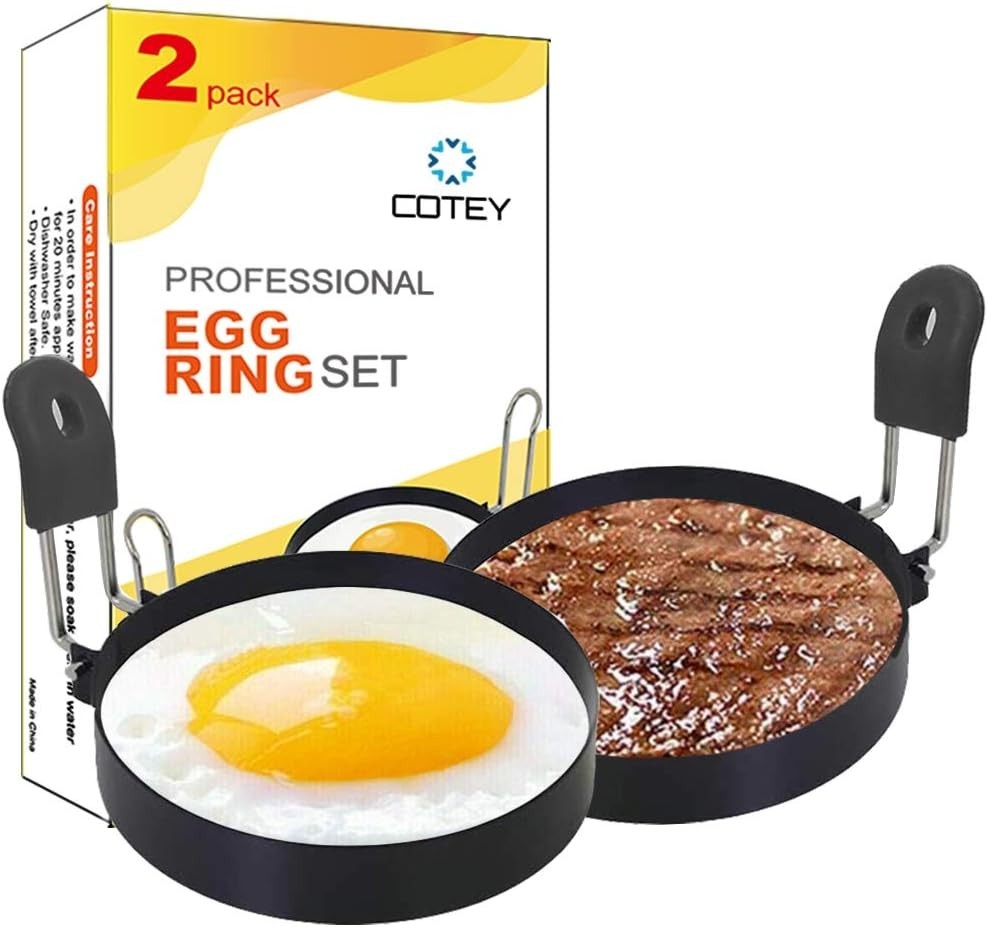 Time-Saving 3.5" Egg Rings with Silicone Handle - Perfect for Muffins & More