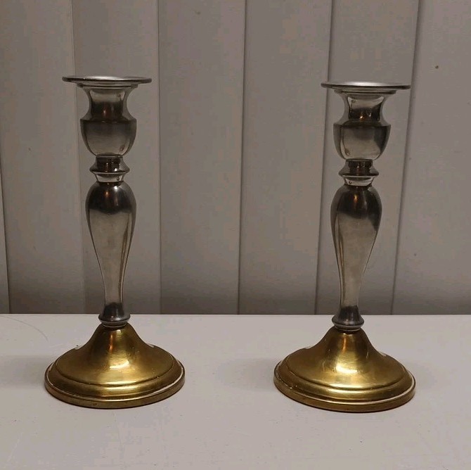 Web Pewter WEIGHTED CANDLESTICK PAIR