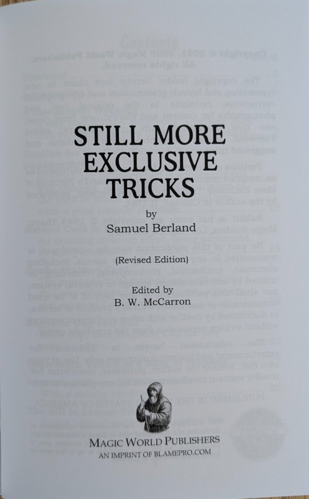 Still More Exclusive Tricks by Sam Berland