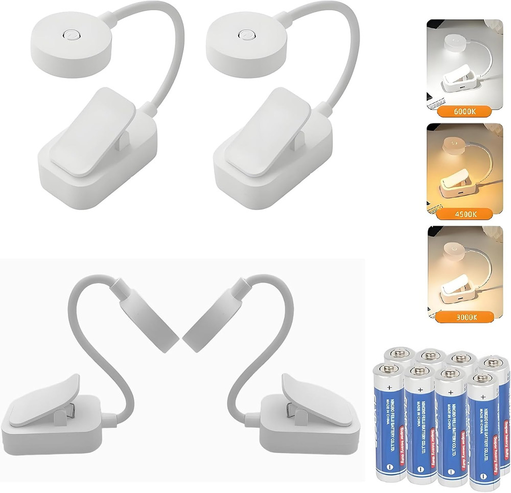 4 Pack Book Light Bulk for Reading in Bed， 3 Color Temperature Reading Light，Adj