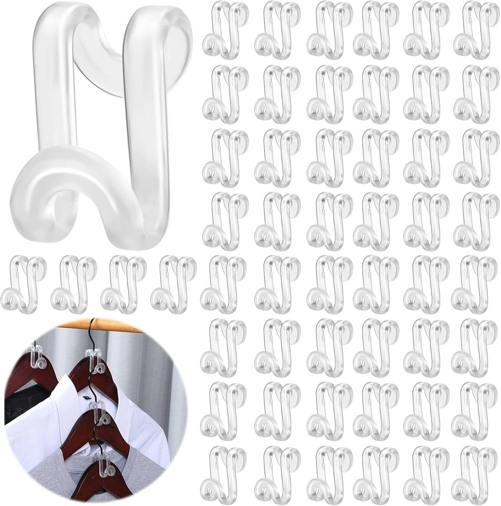 Unittype 100 Pcs Transparent Plastic Clothes Hanger Connector