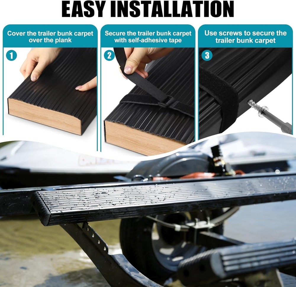 Bunk Wrap Kit Roll 24ft with Endcaps for Boat Trailer, 2"x4" Waterproof PE Synth