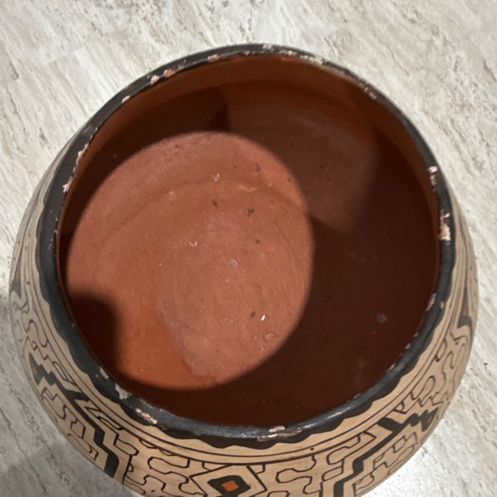 Handmade Shipibo Conibo Pottery Bowl with Geometric Designs