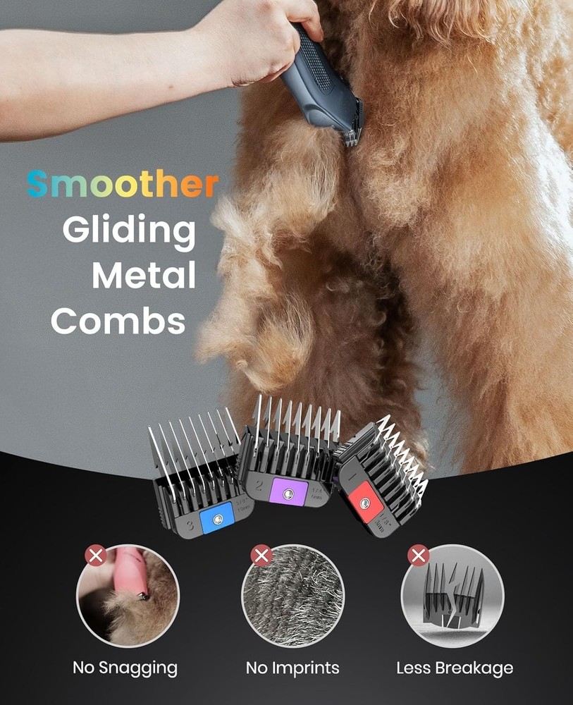 Professional Cordless Dog Clippers with Metal Combs