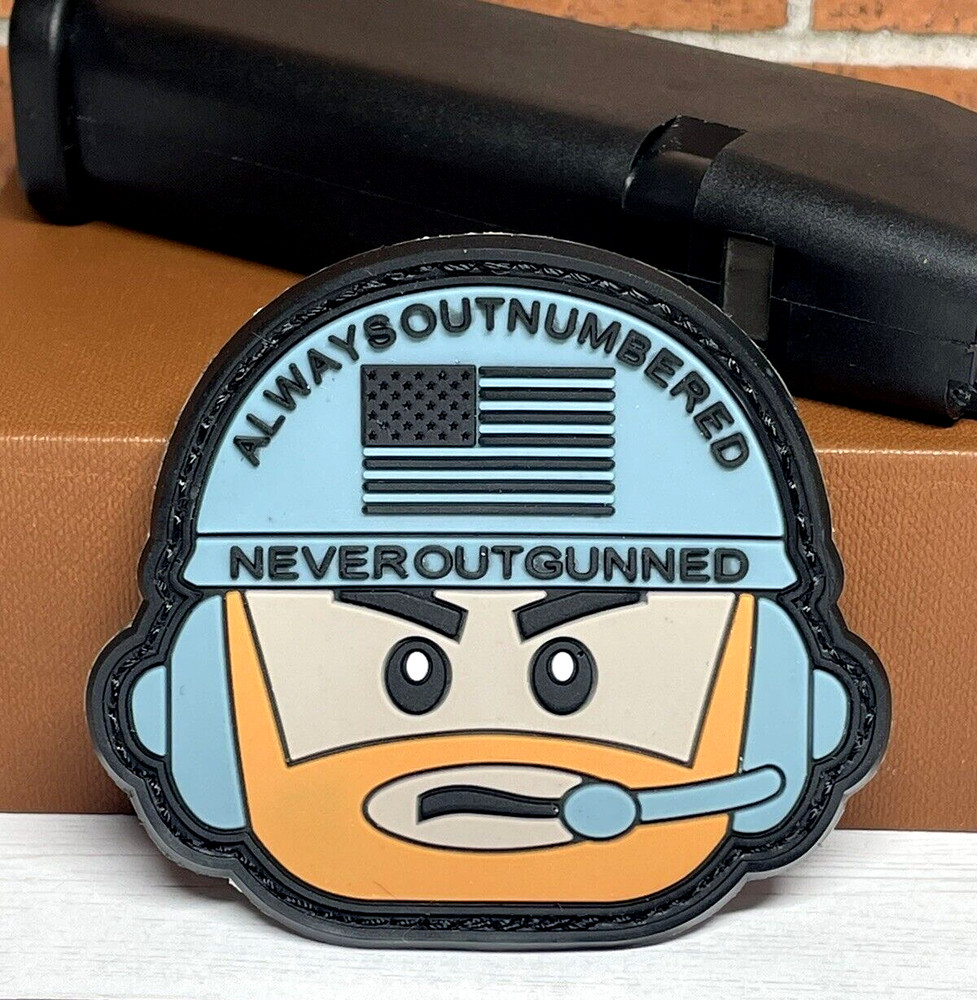 Tactical Morale Patch - PVC Never Out Gunned Operator Patch - Military Gun Patch