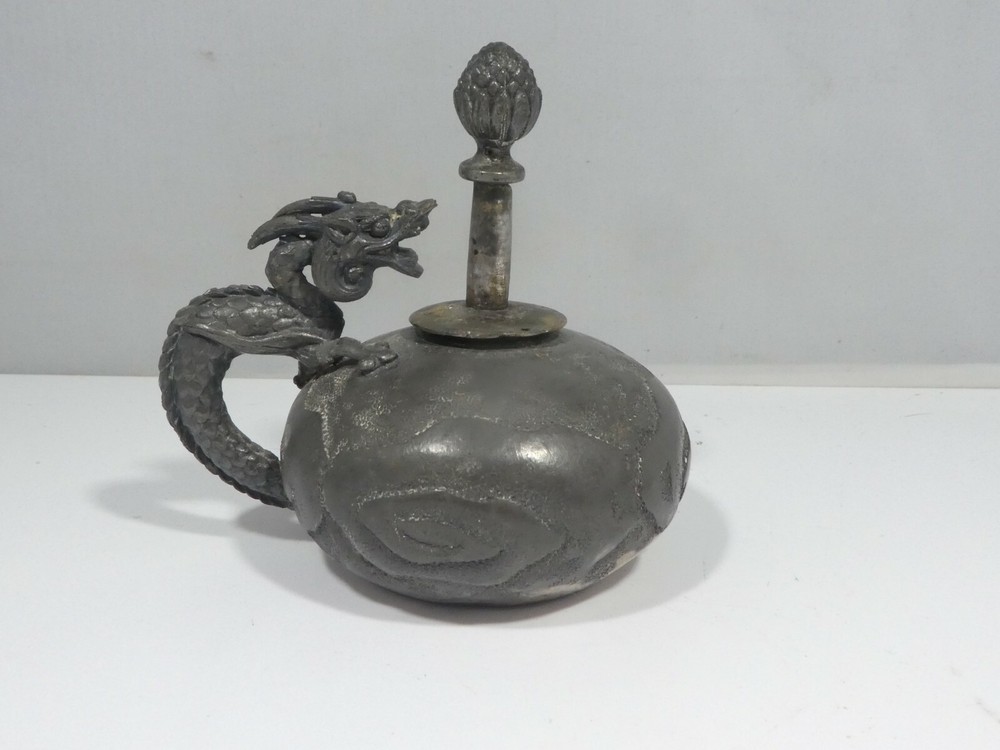 19TH C DERBY SILVER CO. SILVERPLATE DRAGON CIGAR LIGHTER COMPLETE