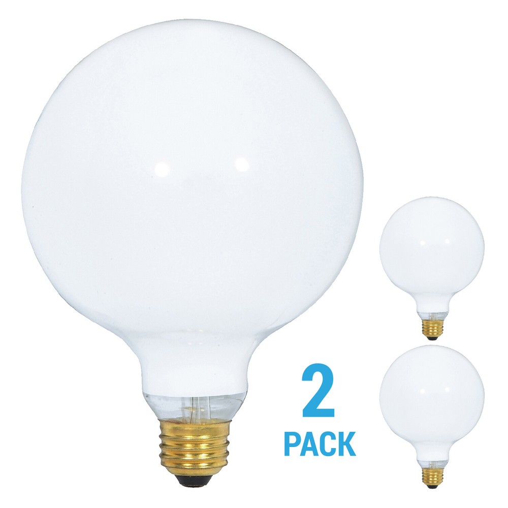 2 Pack 60G40/W Globe Light Bulbs 120V 60W G40 Medium E26 Base Dimmable White