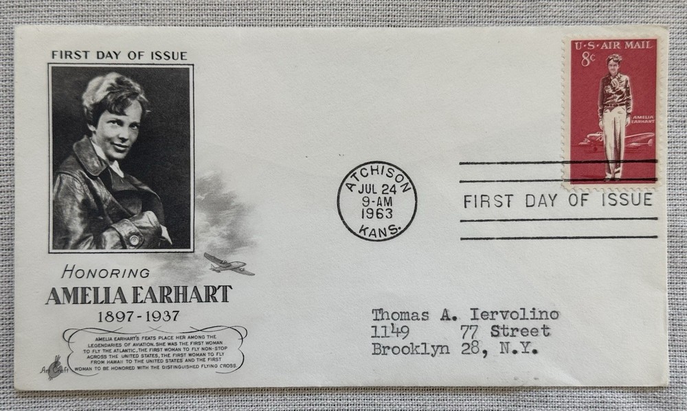 Amelia Earhart First Day Issue & Commemorative Stamp, 1963 Mint !!