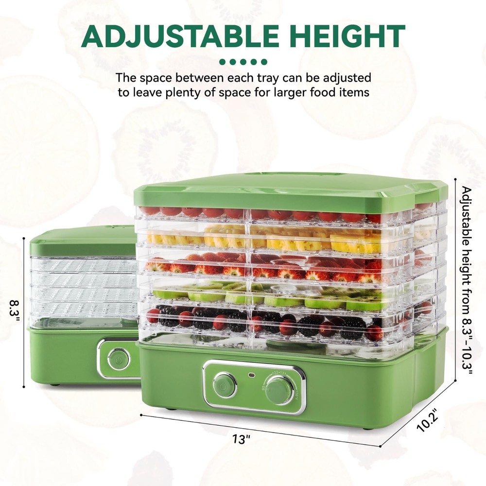 Food Dehydrator BPA-Free Stackable Tray Adjustable Temperature