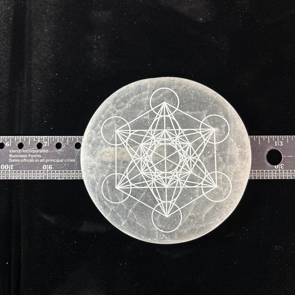 4” Selenite Charging Plate/ Grid Metatrons cube