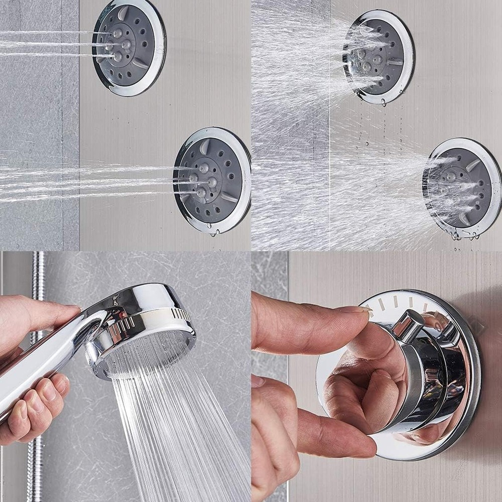 Stainless Steel Shower Panel System 5 Function LED Rain&Waterfall Message Body