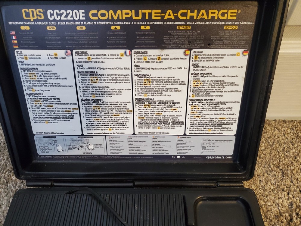 CPS CC220E Compute-A-Charge Refrigerant Charging Scale, 220 lbs, Semi-Program