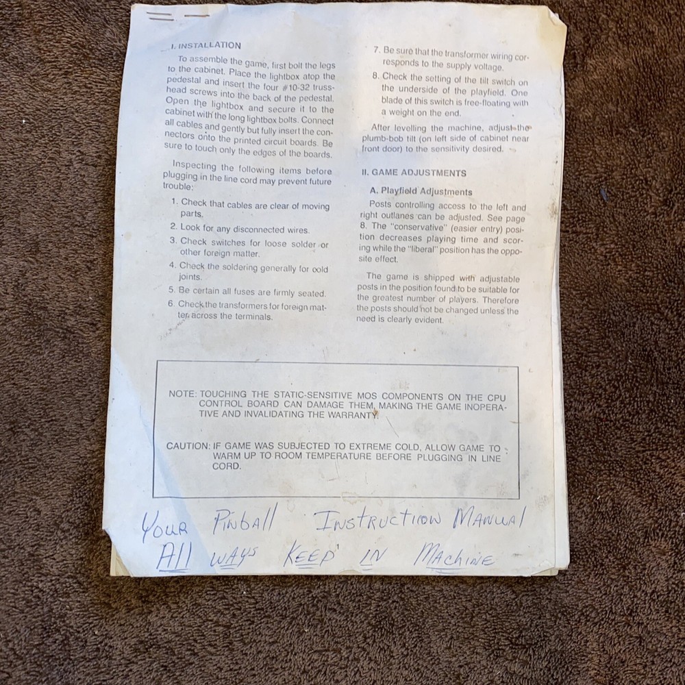 Gottlieb dragon pinball instruction manual